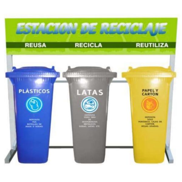 Estación de reciclaje de 3 contenedores ECOL-360-HD1
