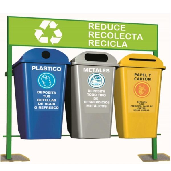 Estación de reciclaje de 3 contenedores ECOL-420-RT1