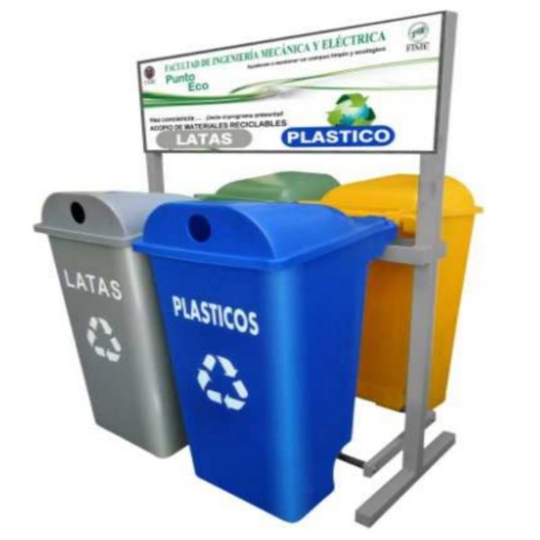 Estación de reciclaje de 2 contenedores al frente, 2 detrás ECOL-560-RT2