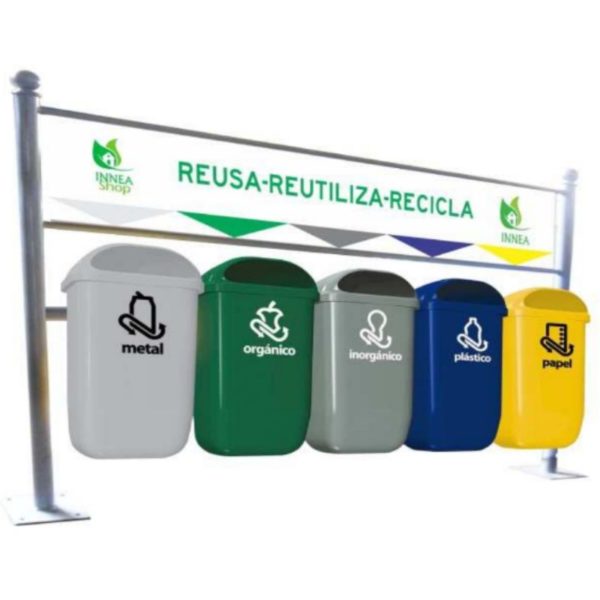 Estación de reciclaje con 5 contenedores EUROPA-250-HDG1