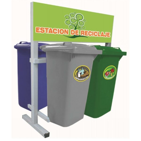 Estación de reciclaje de 2 contenedores al frente, 2 detrás  ECOL-480-HD2