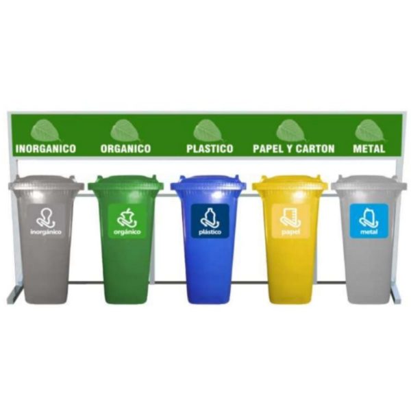 Estación de reciclaje con 5 contenedores ECOL-600-HD1