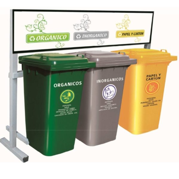 Estación de reciclaje de 3 contenedores ECOL-720-HDG1