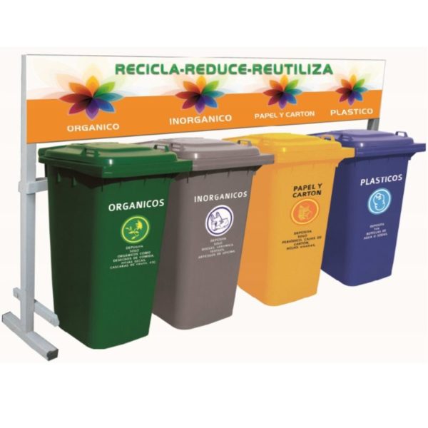 Estación de reciclaje de 4 contenedores ECOL-960-HDG1