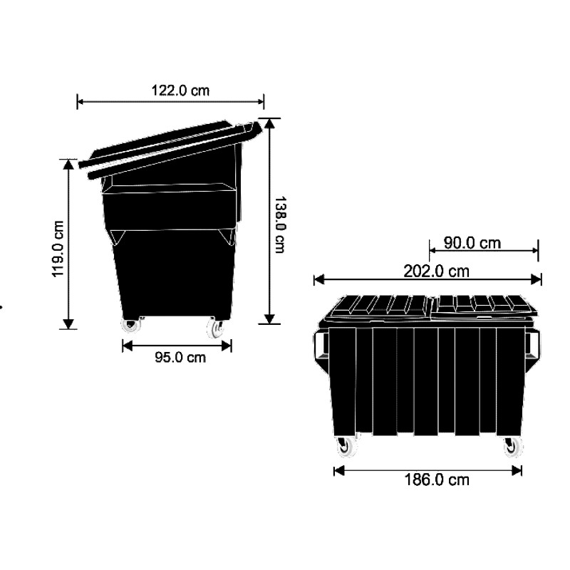 Contenedor de basura de 1900 litros VIC-1900 - Grupo Alvi